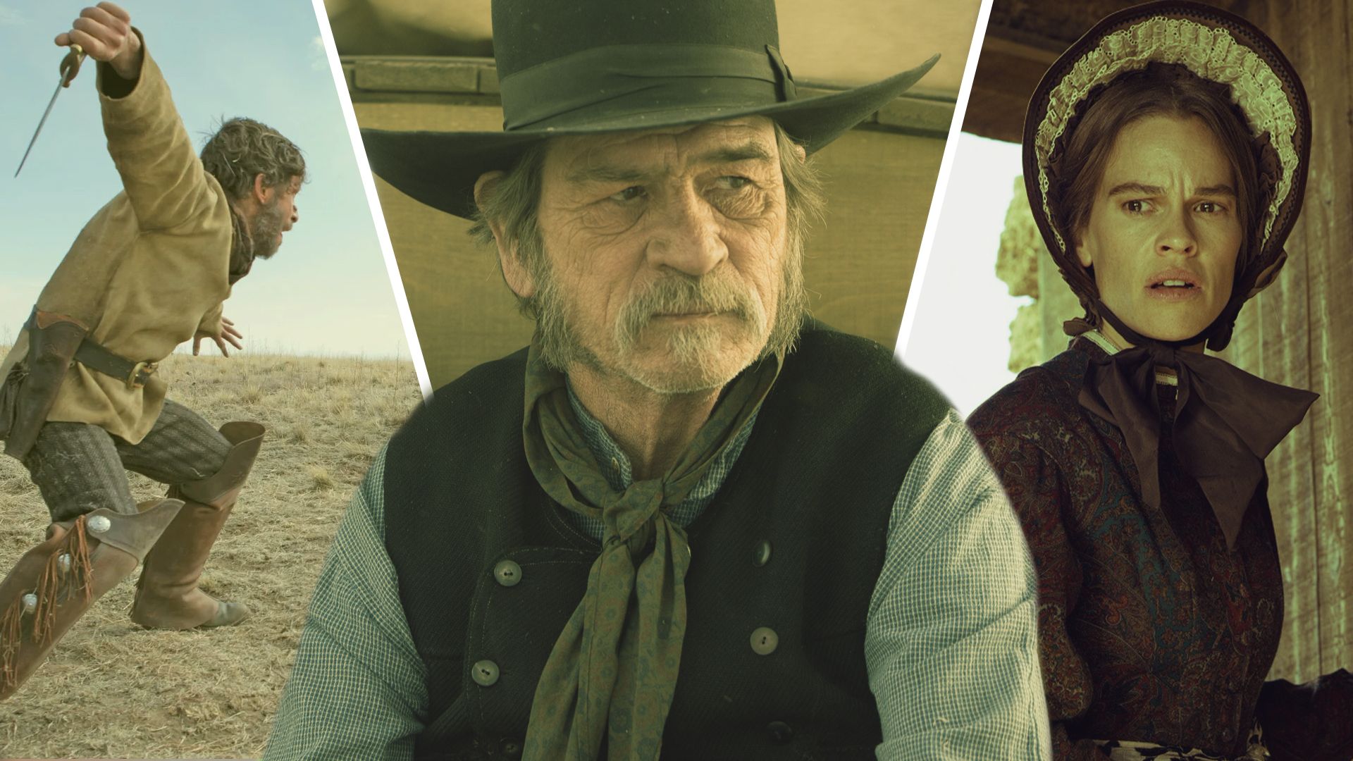 A custom image of Tommy Lee Jones and Hilary Swank in The Homesman