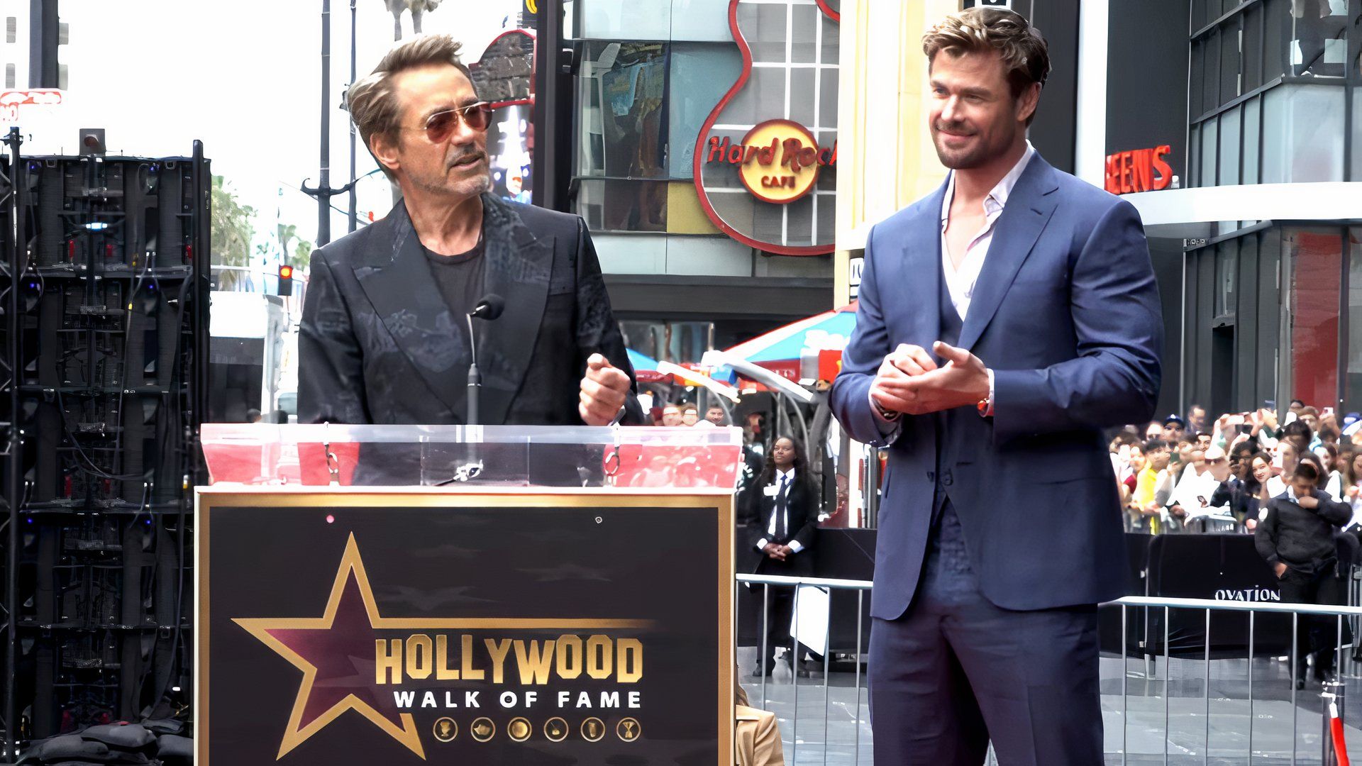 Robert Downey Jr. Chris Hemsworth Hollywood Walk of Fame