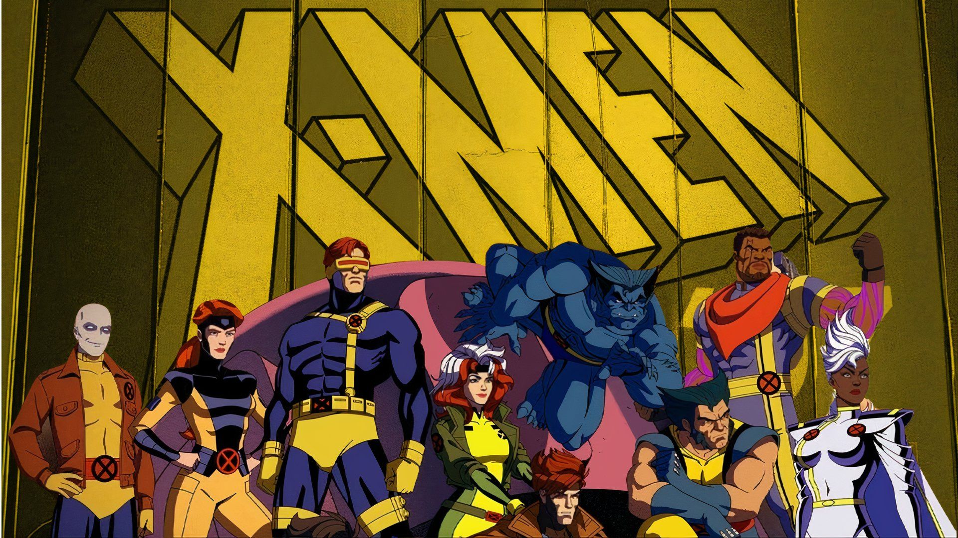 An edited image of various X-Men characters including Cyclops, Rogue, Beast, and Wolverine in X-Men '97