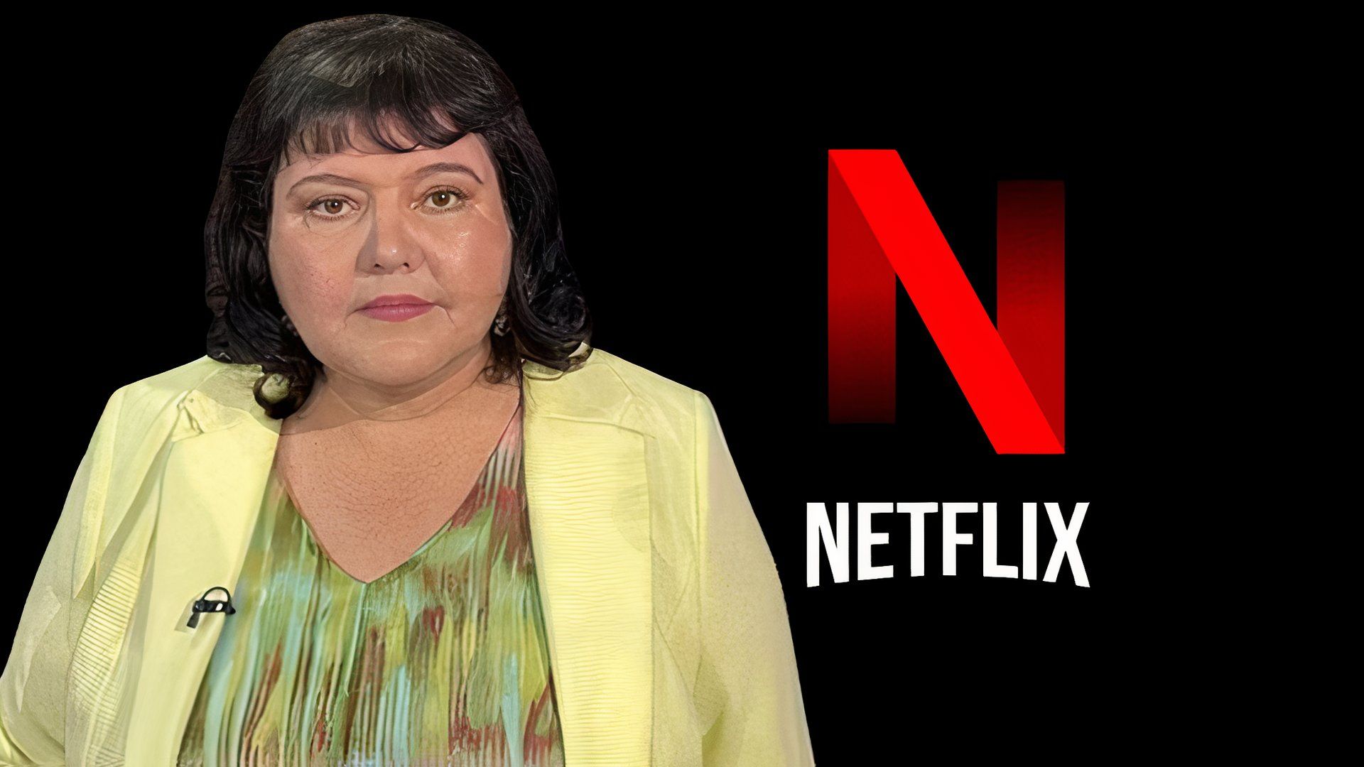 An image of Fiona Harvey over the Netflix logo