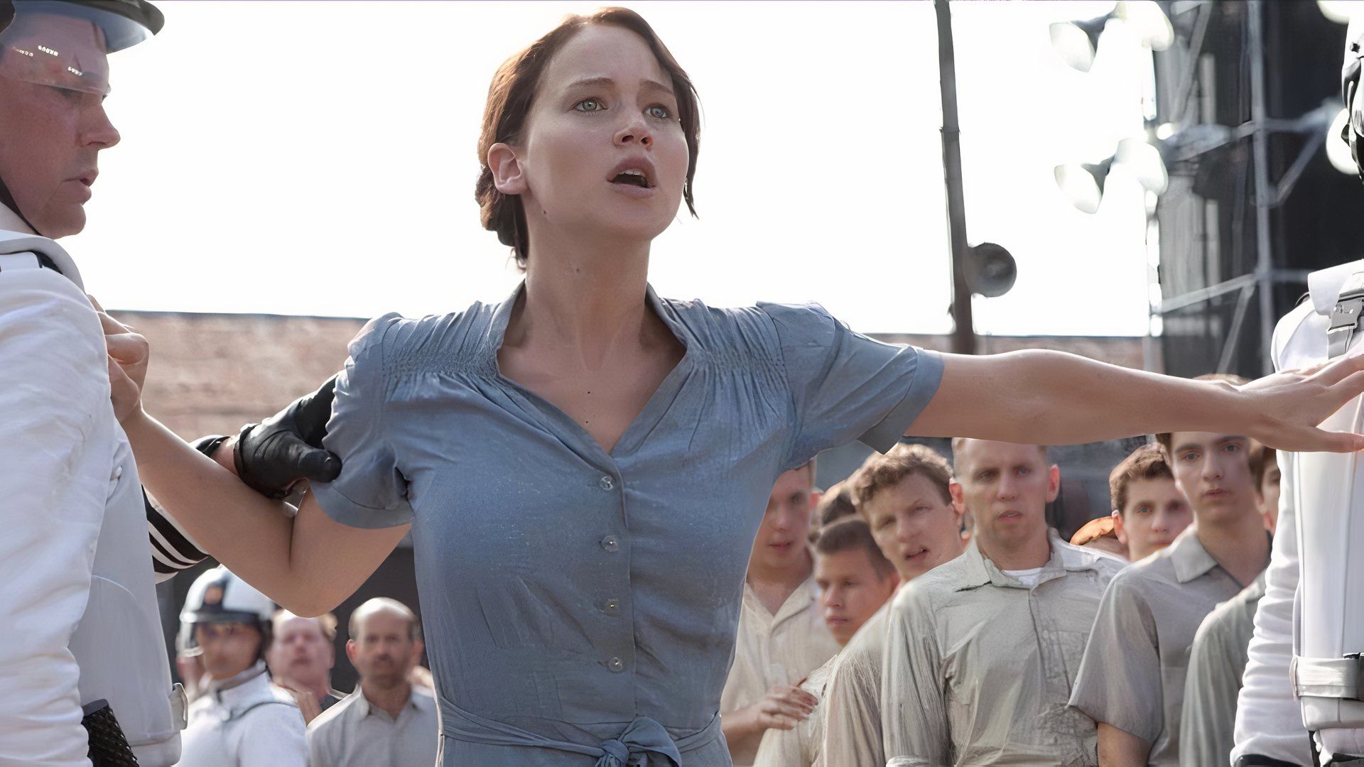 Katniss Everdeen volunteering as tribute in The Hunger Games