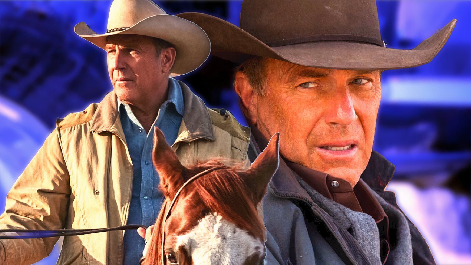 Kevin Costner in Yellowstone and on a horse