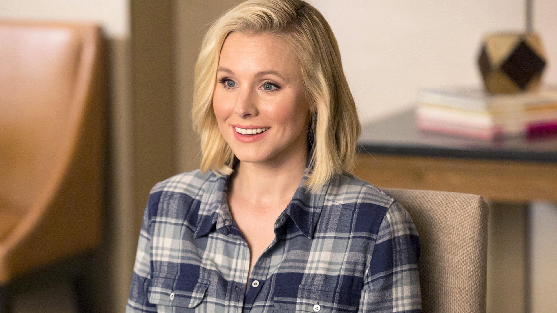 Kristen Bell Smiling in a scene from The Good Place