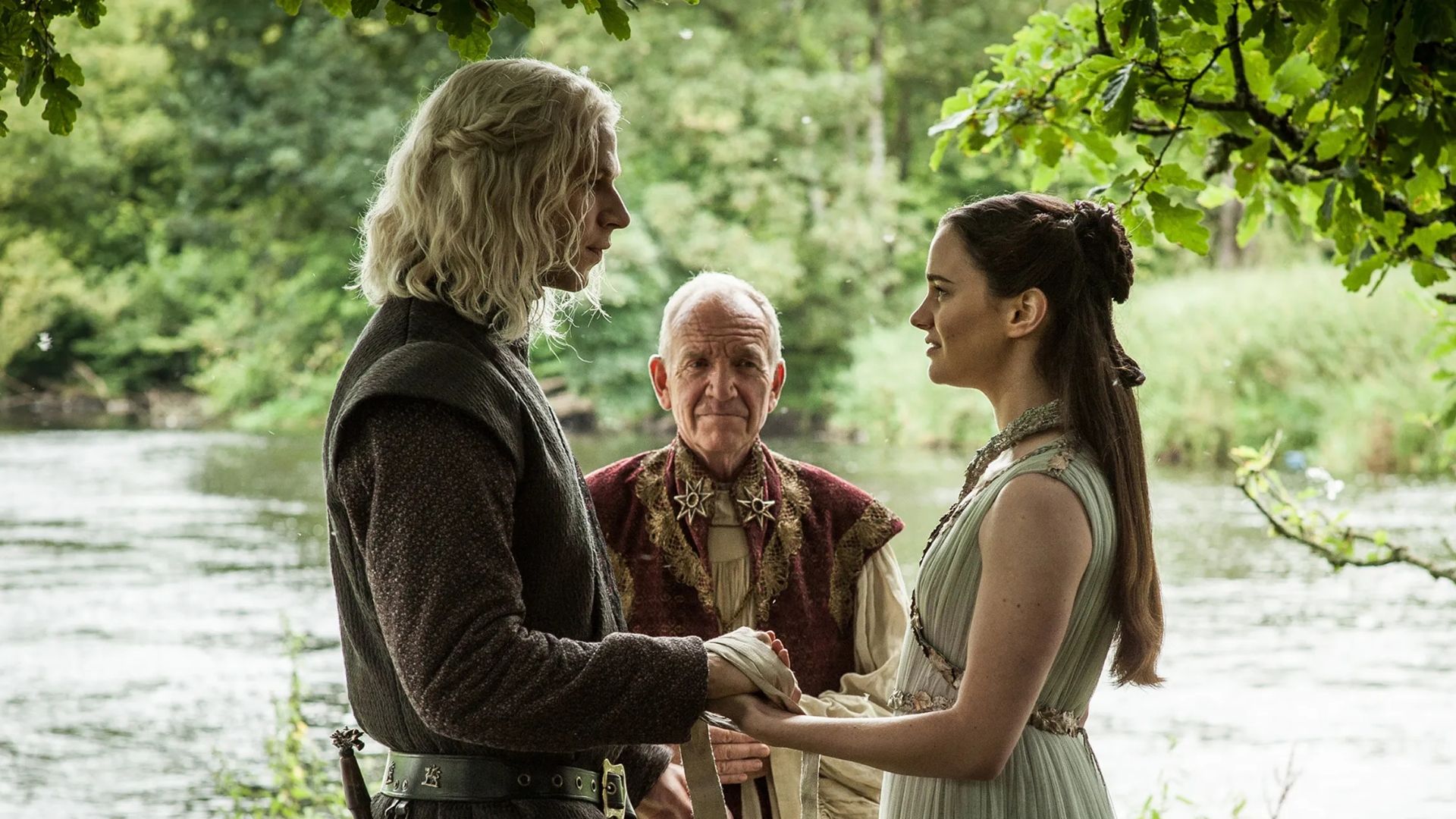 Lyanna Stark and Rhaegar Targaryen, Jon Snow's parents, are married on Game of Thrones