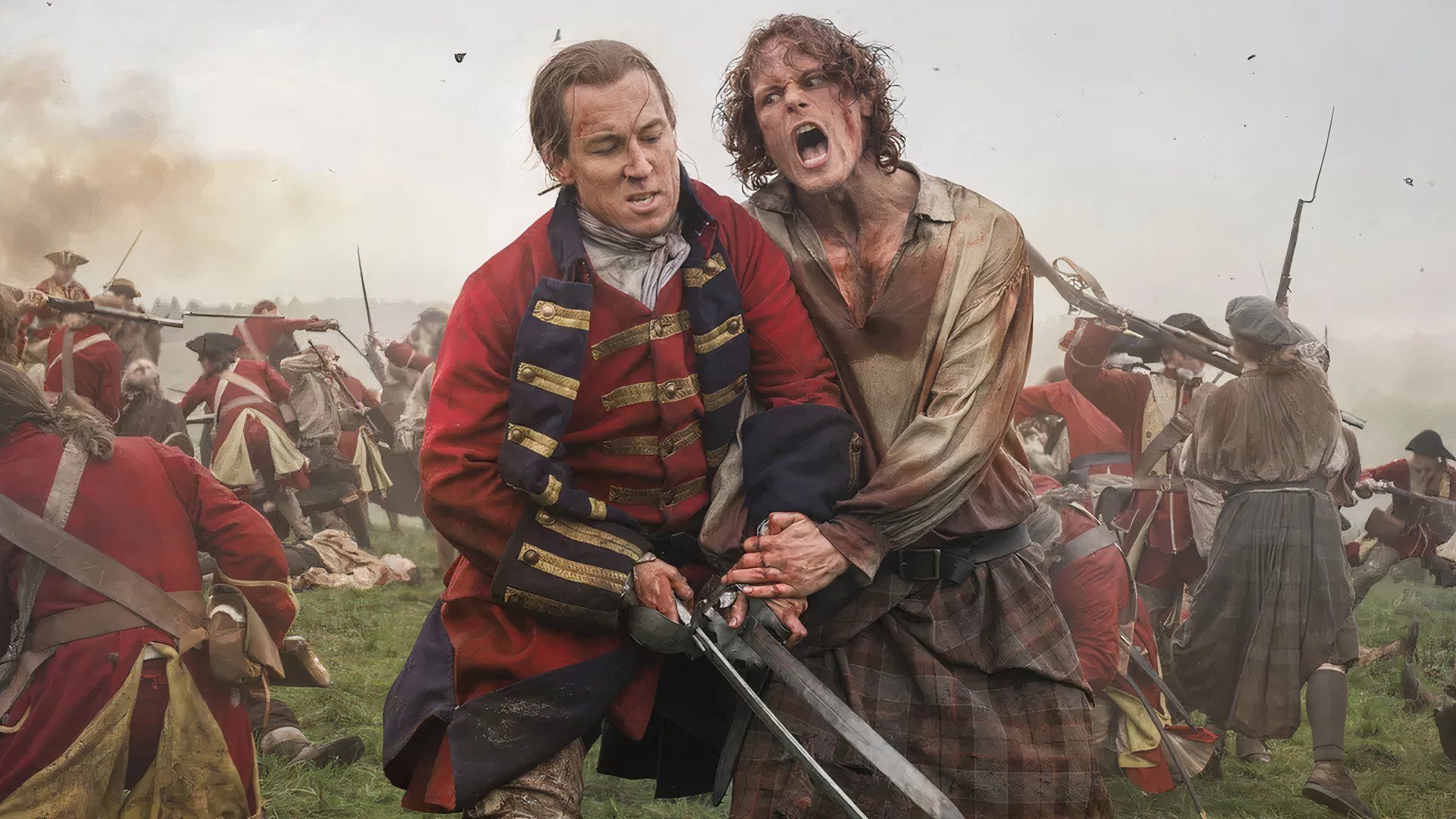 Jamie Fraser and Black Jack Randall at Battle of Culloden in Outlander