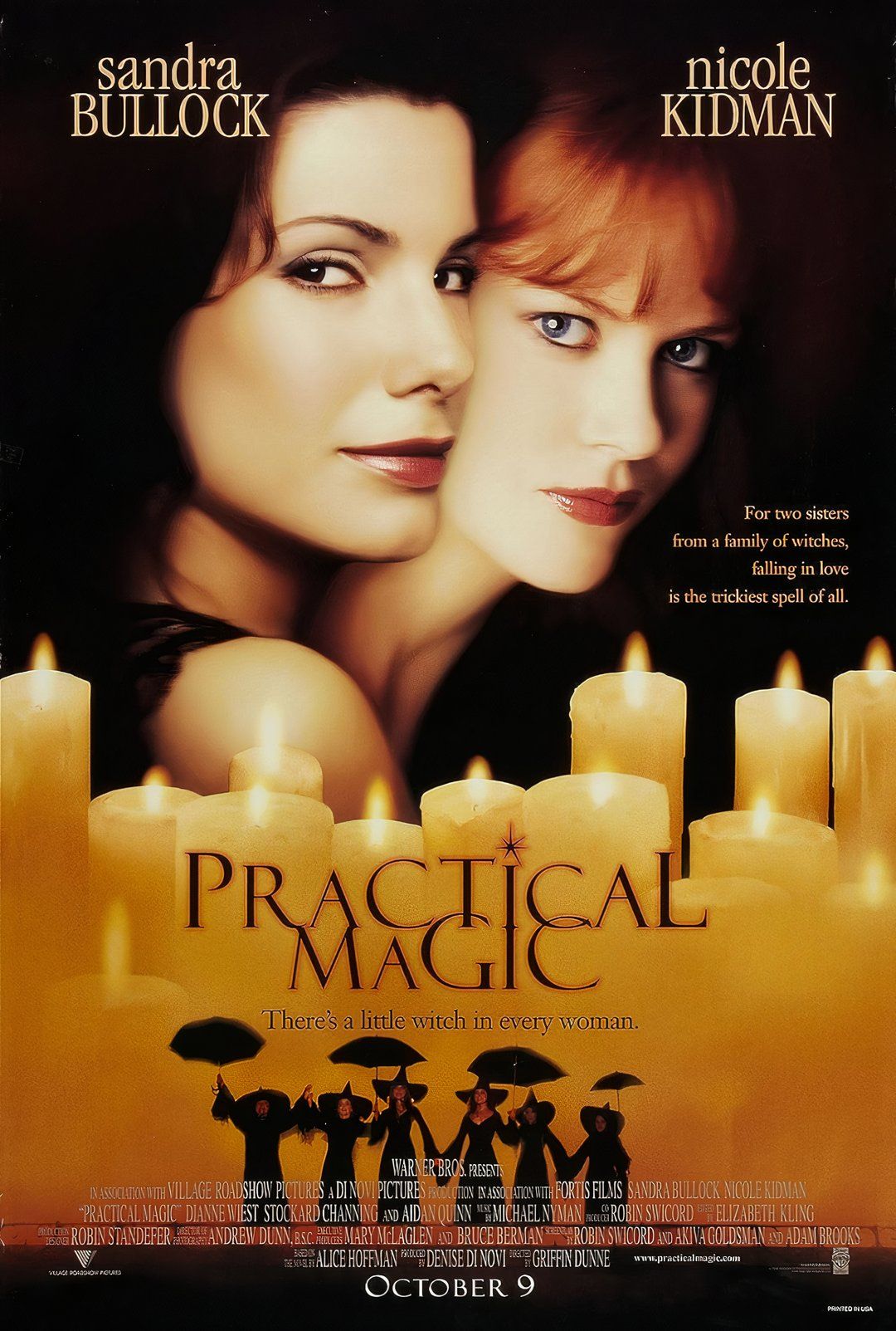 Practical Magic movie poster starring Sandra Bullock and Nicole Kidman