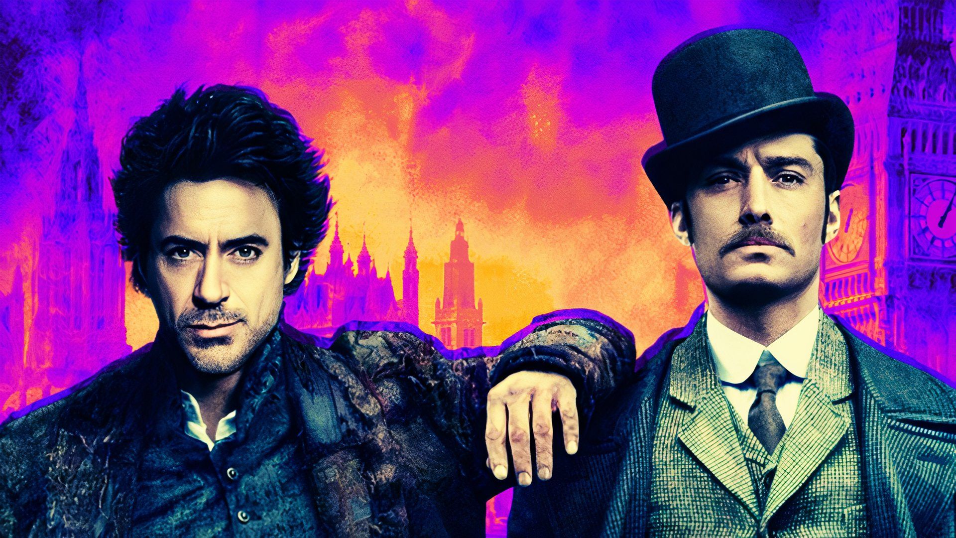 Robert Downey Jr. & Jude Law as Sherlock Holmes & John Watson in Sherlock Holmes