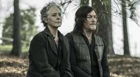 Carol and Daryl sitting together outside on The Walking Dead.
