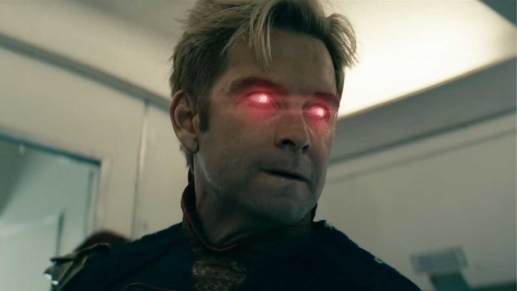 Flight 37 scene in The Boys with Antony Starr as Homelander using heat vision