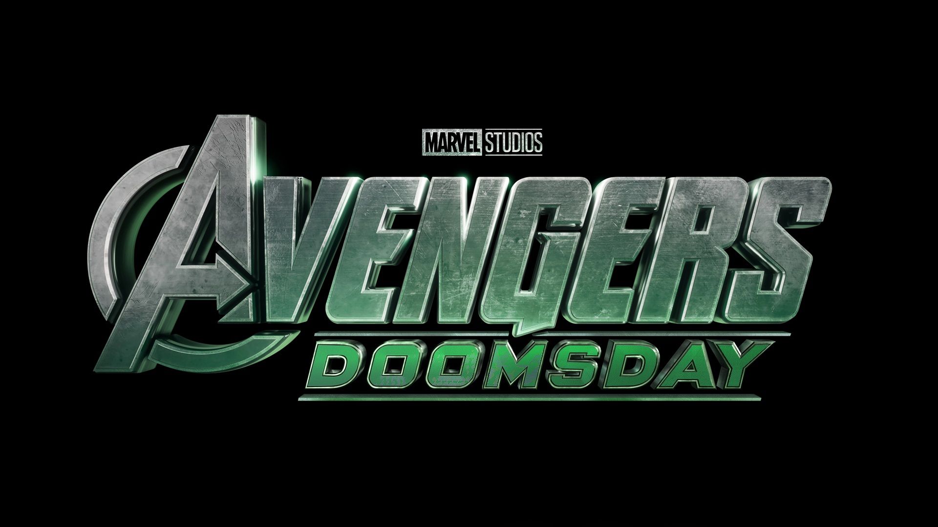 Avengers Doomsday Title Card in Green Letters