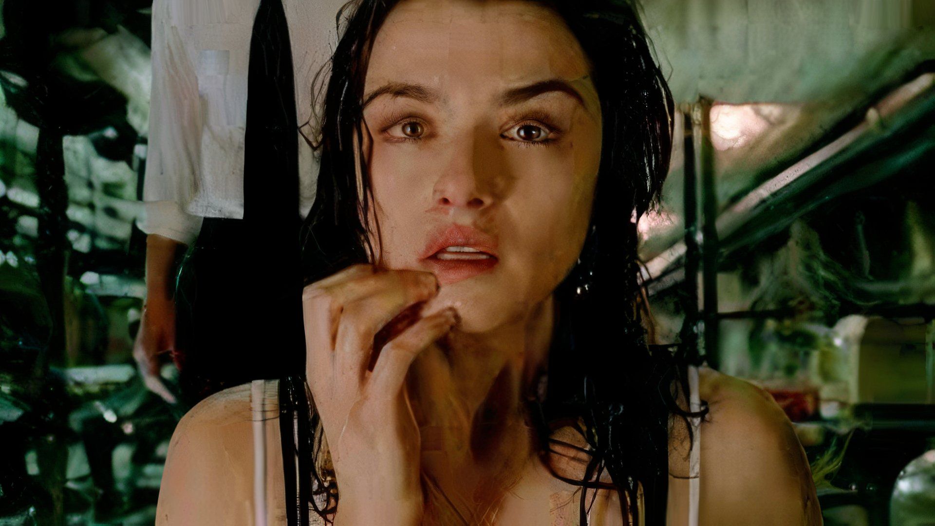 Rachel Weisz in Constantine with wet hair crying