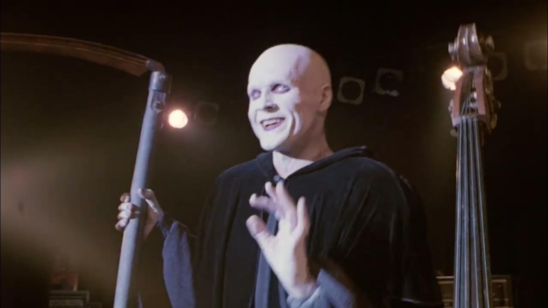 Grim Reaper join Bill and Ted onstage with a band