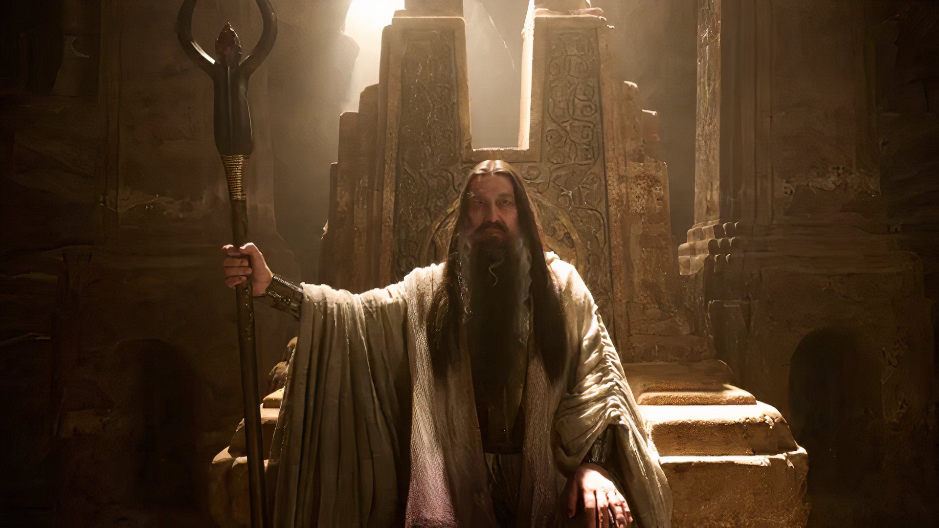 Ciaran Hinds in Season 2 of Rings of Power as the Dark Wizard