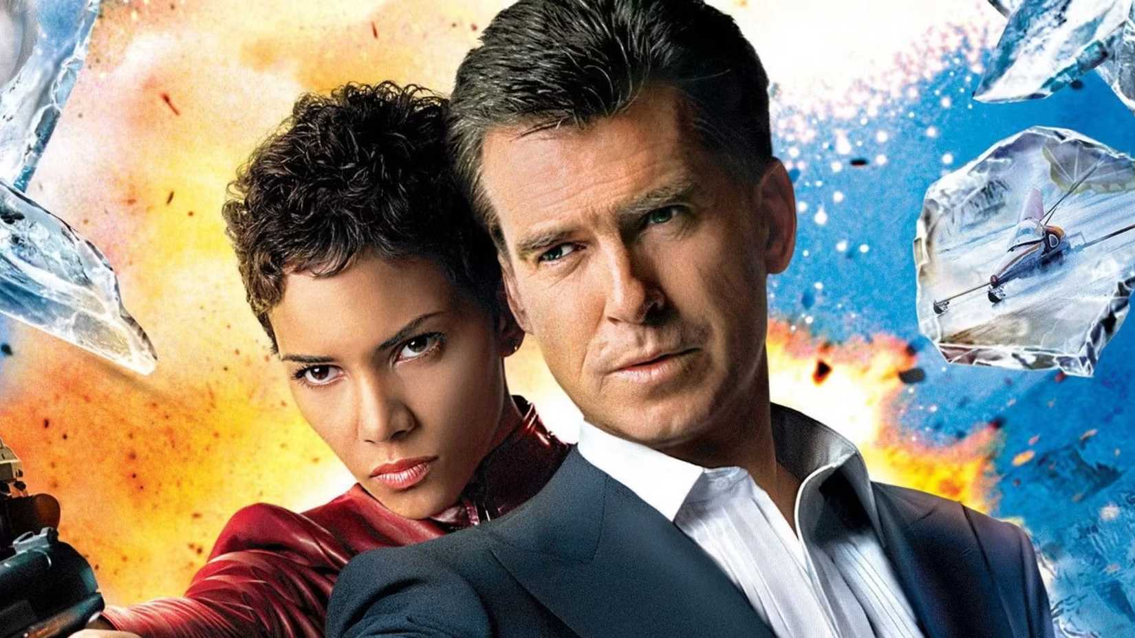 Halle Berry and Pierce Brosnan look tough in key art for the James Bond film, Die Another Day