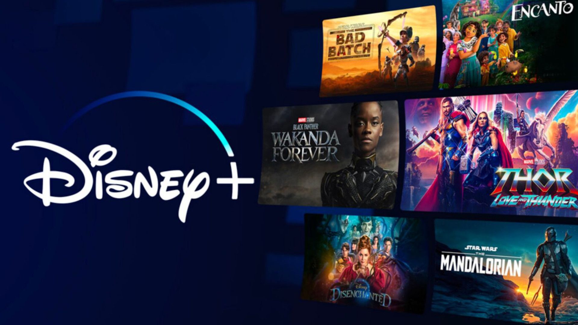 Disney+ logo next to several streaming shows.