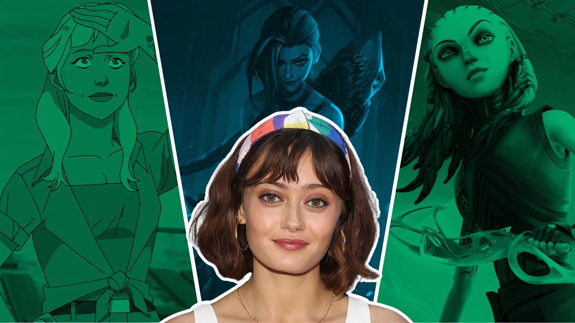 Custom image of Ella Purnell and her voice characters.