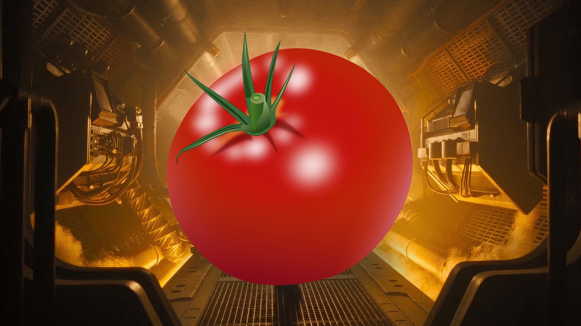 A big tomato in the industrial hallway of a ship in Alien: Romulus