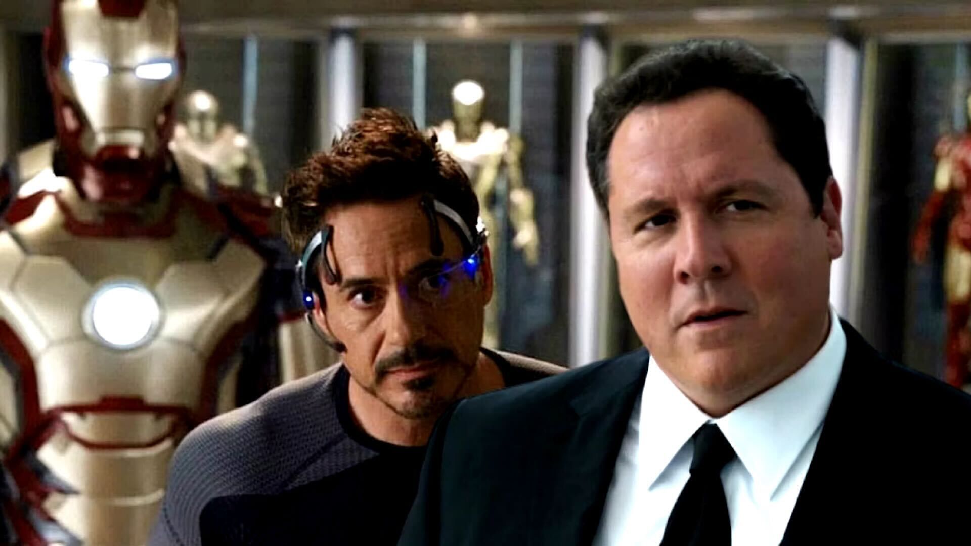 Robert Downey Jr. and Jon Favreau in Iron Man