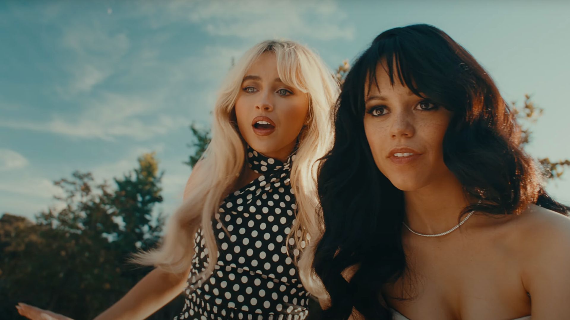 Jenna Ortega and Sabrina Carpenter Battle in Bloody Music Video for 'Taste'