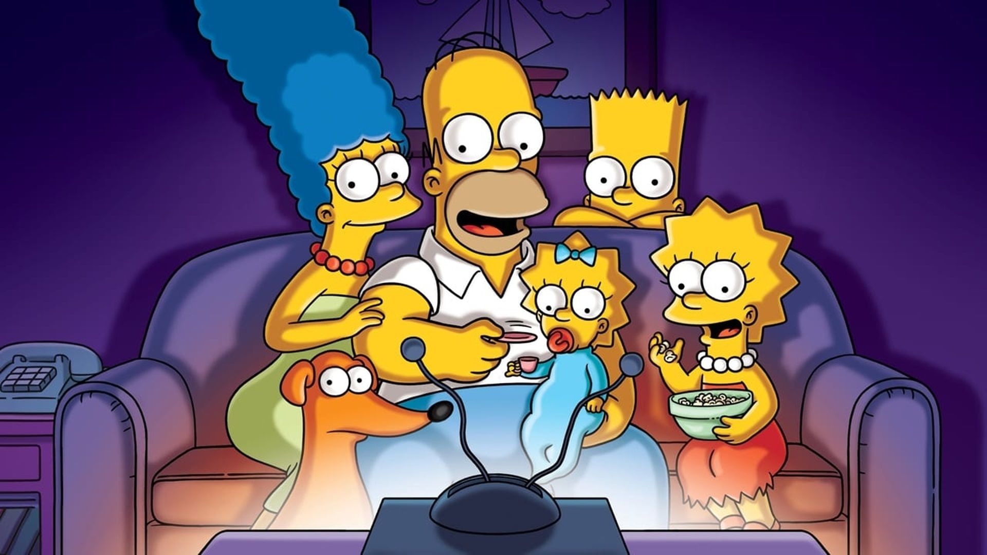 The Simpsons watching TV.