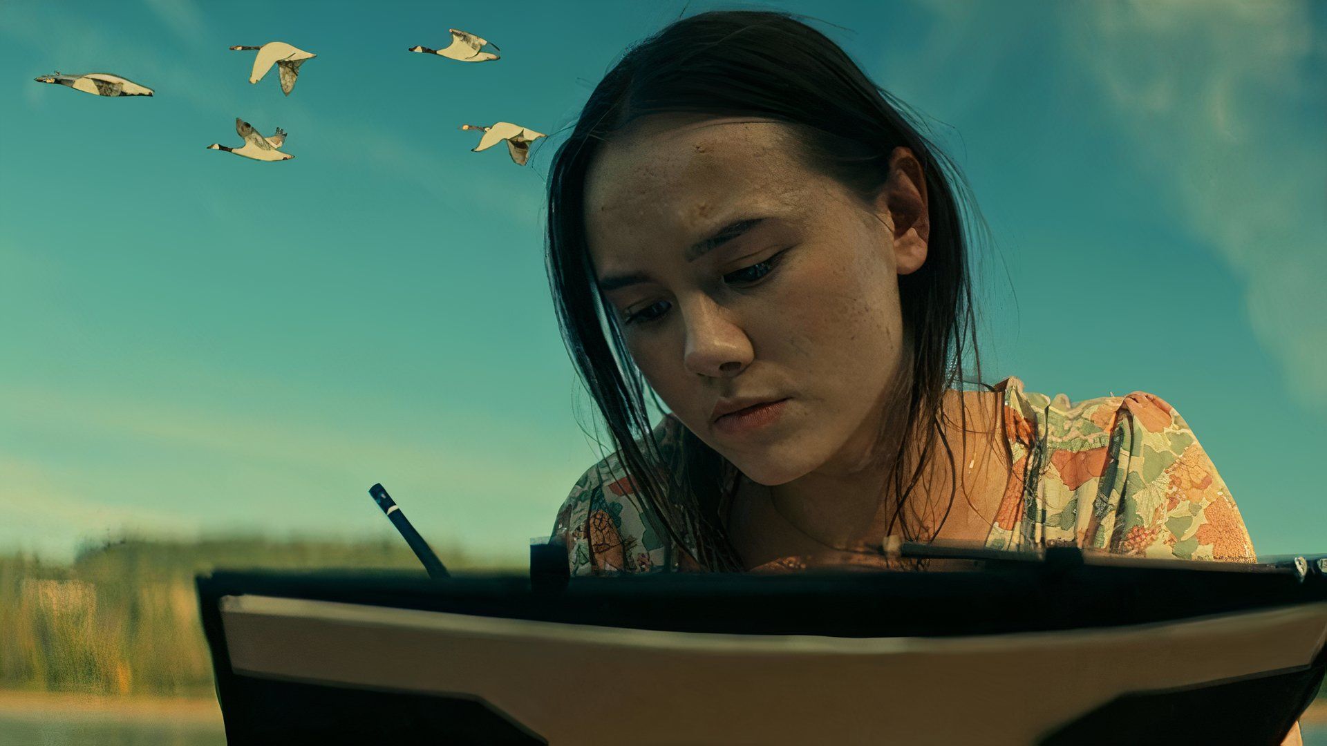 A woman draws in the movie Can I Get a Witness