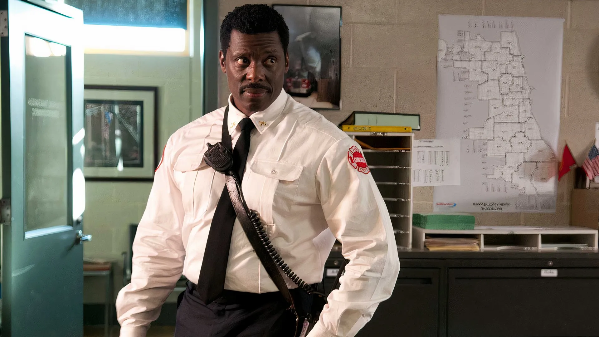 Wallace stands in his office in Chicago Fire