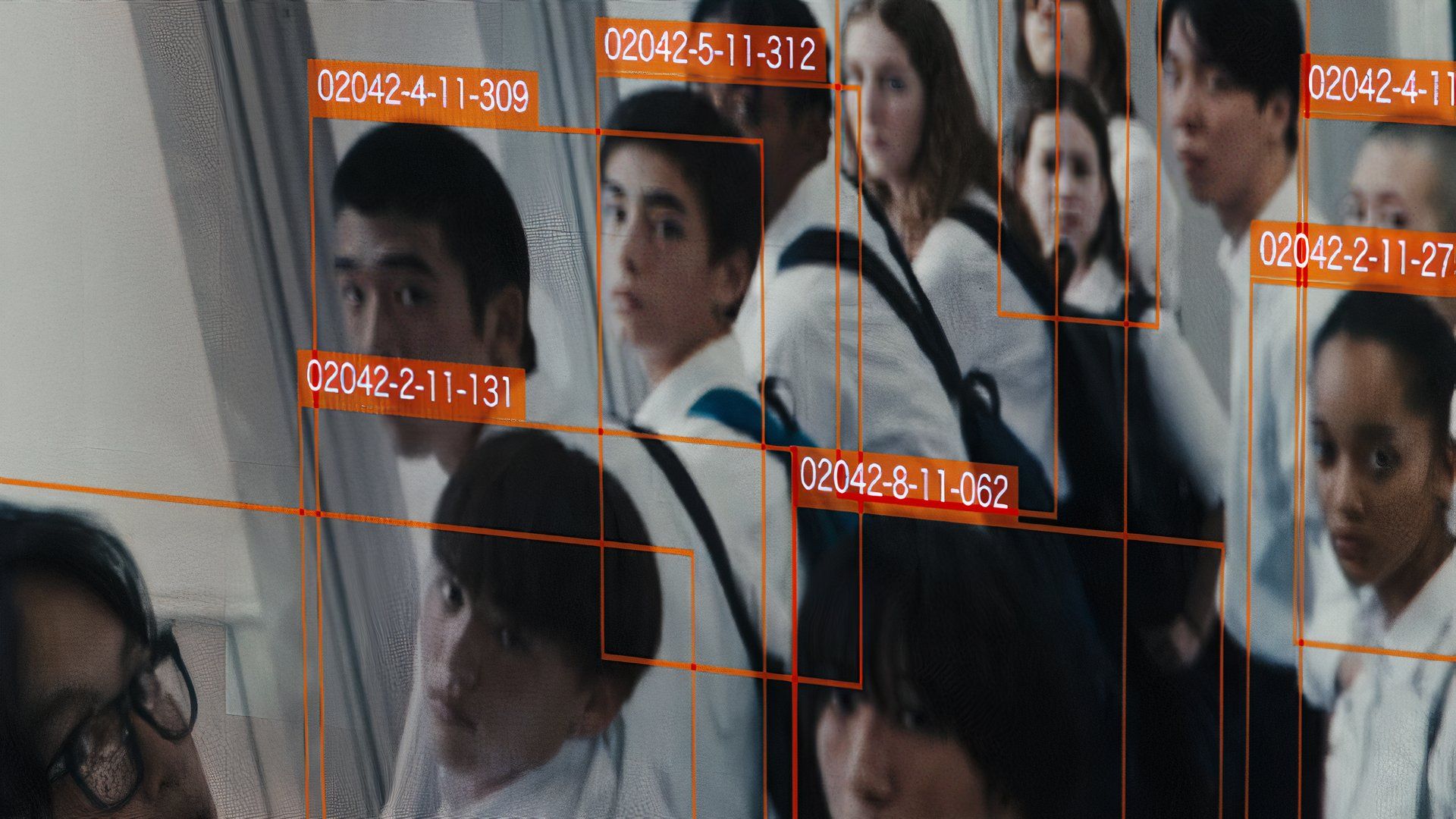 Children in a surveillance camera in Happyend movie at TIFF