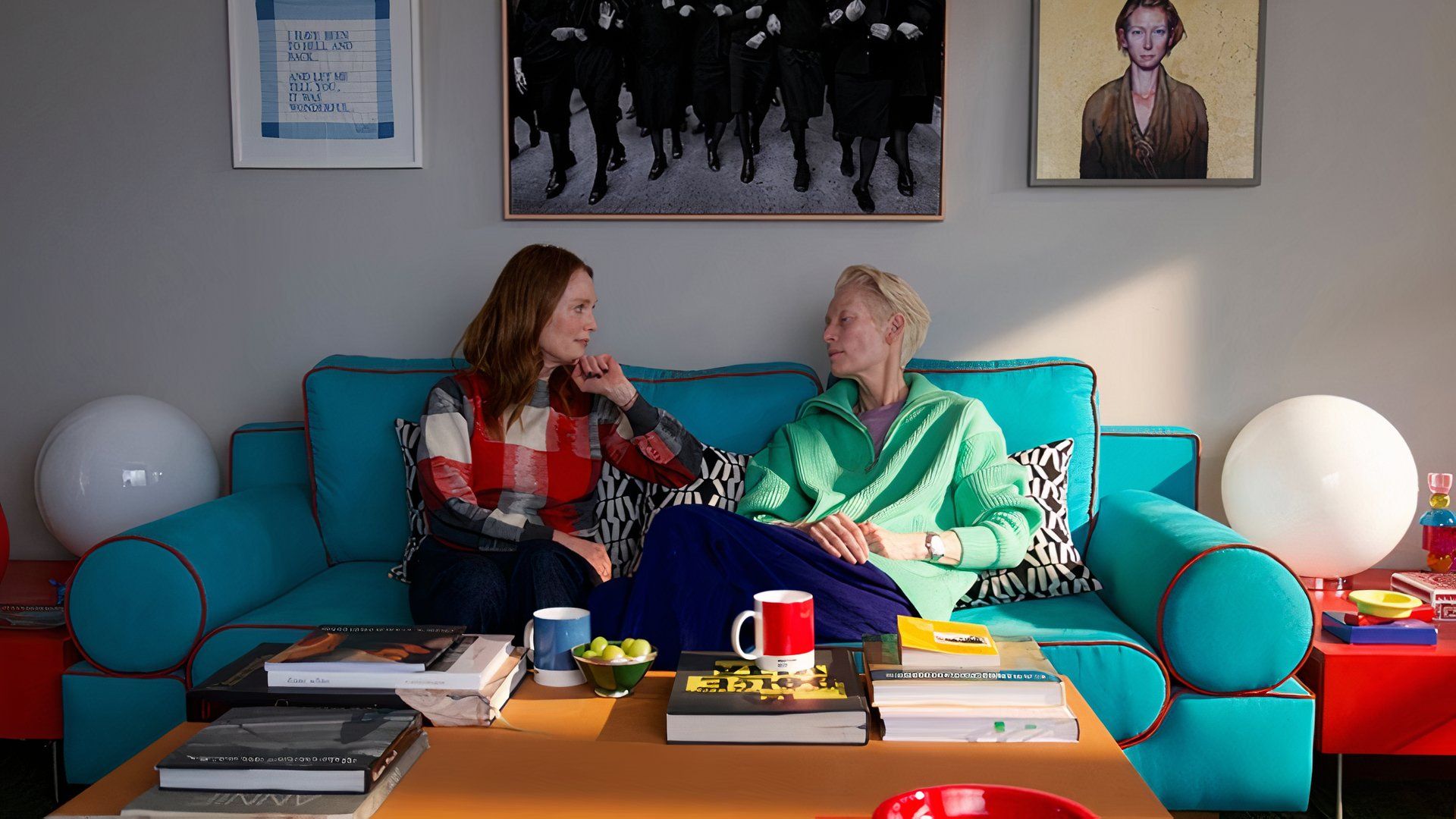 Julianne Moore and Tilda Swinton in The Room Next Door movie at TIFF 2024