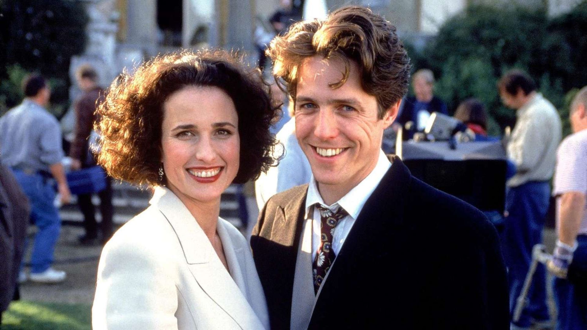 Andie Macdowell and Hugh Grant in Four Weddings and a Funeral (1994)