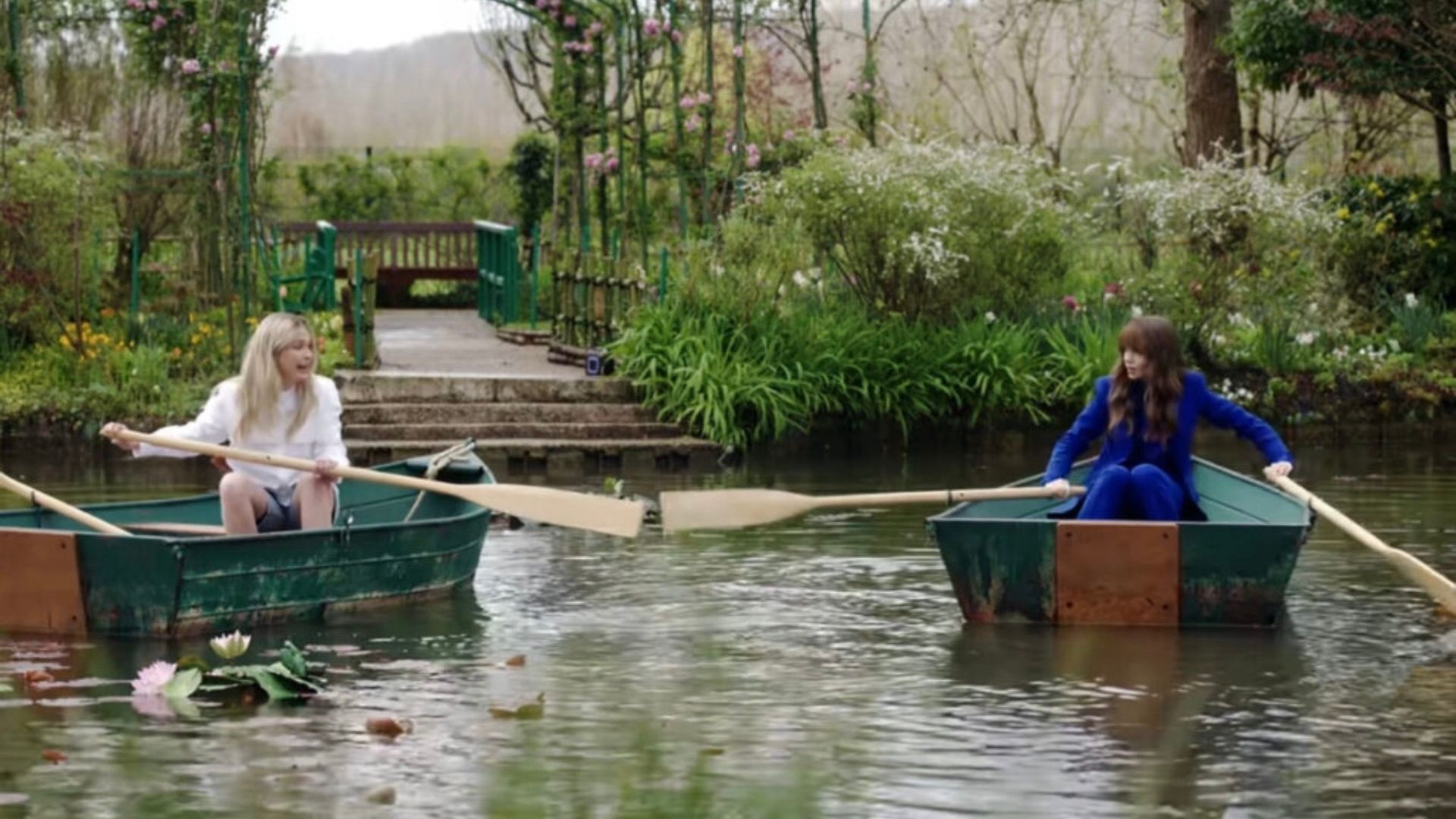 Emily and Camille, played by Lily Collins and Camille Émilie Razat, Emily in Paris, Season 5 in Giverny