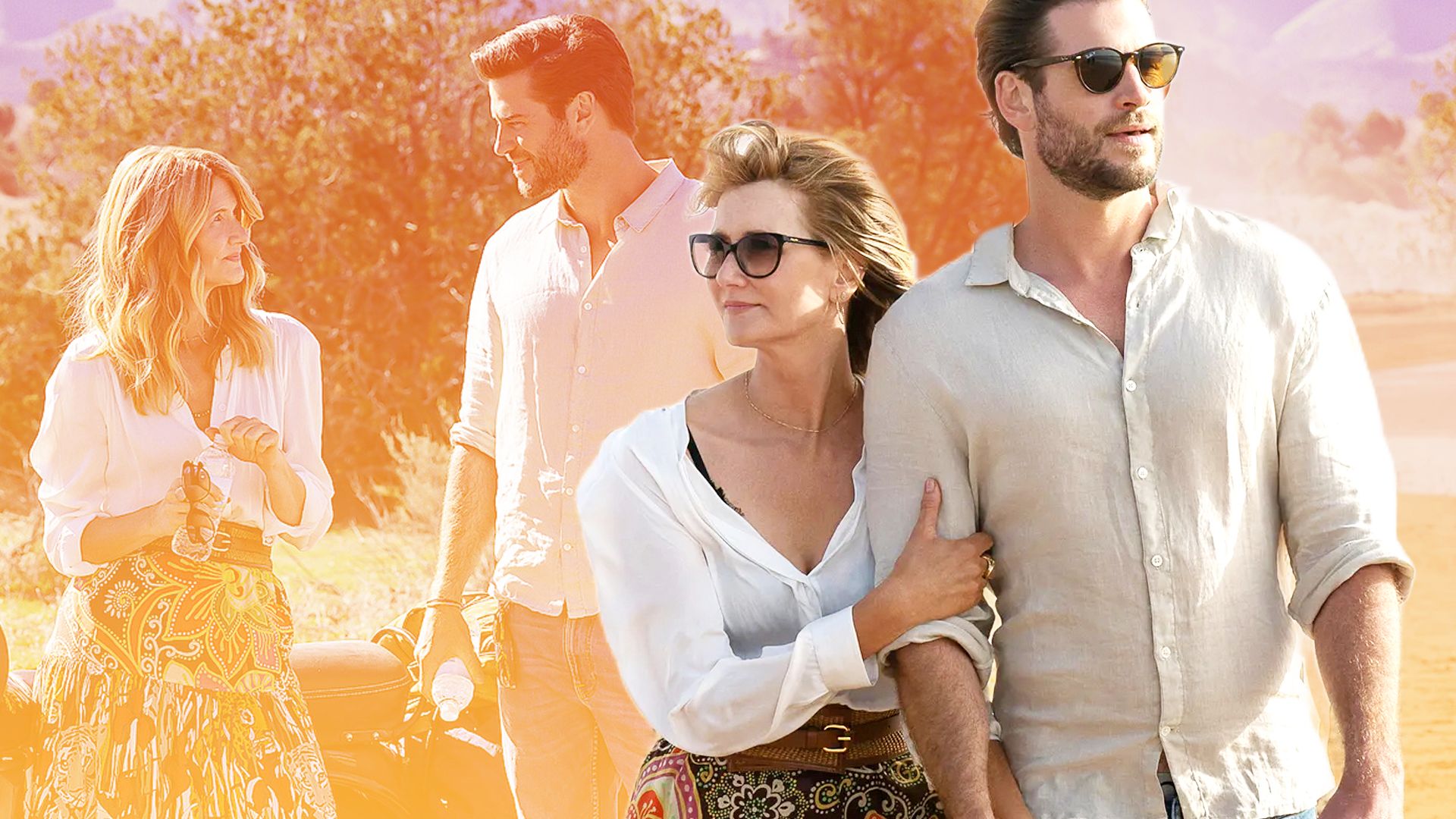 A custom image of Laura Dern and Liam Hemsworth in Lonely Planet