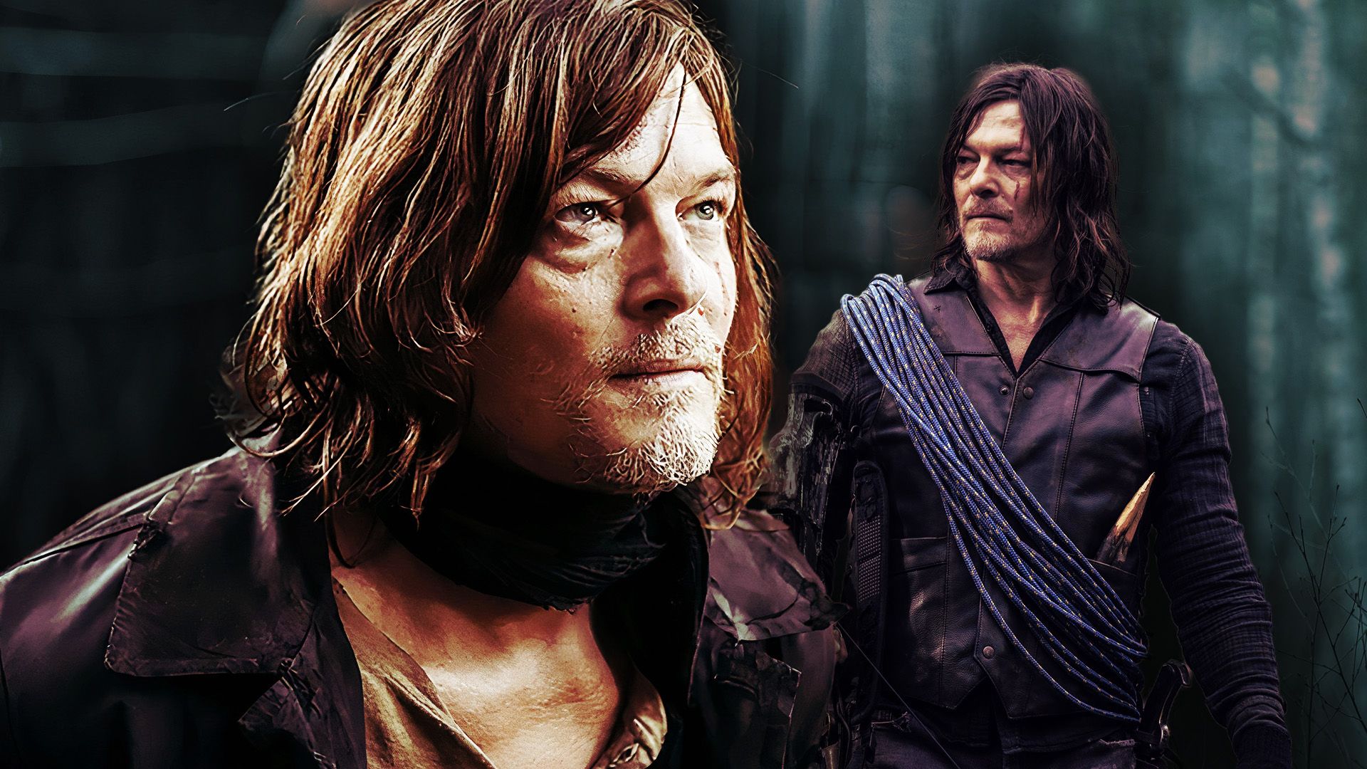 An edited image of Norman Reedus as Daryl Dixon in The Walking Dead