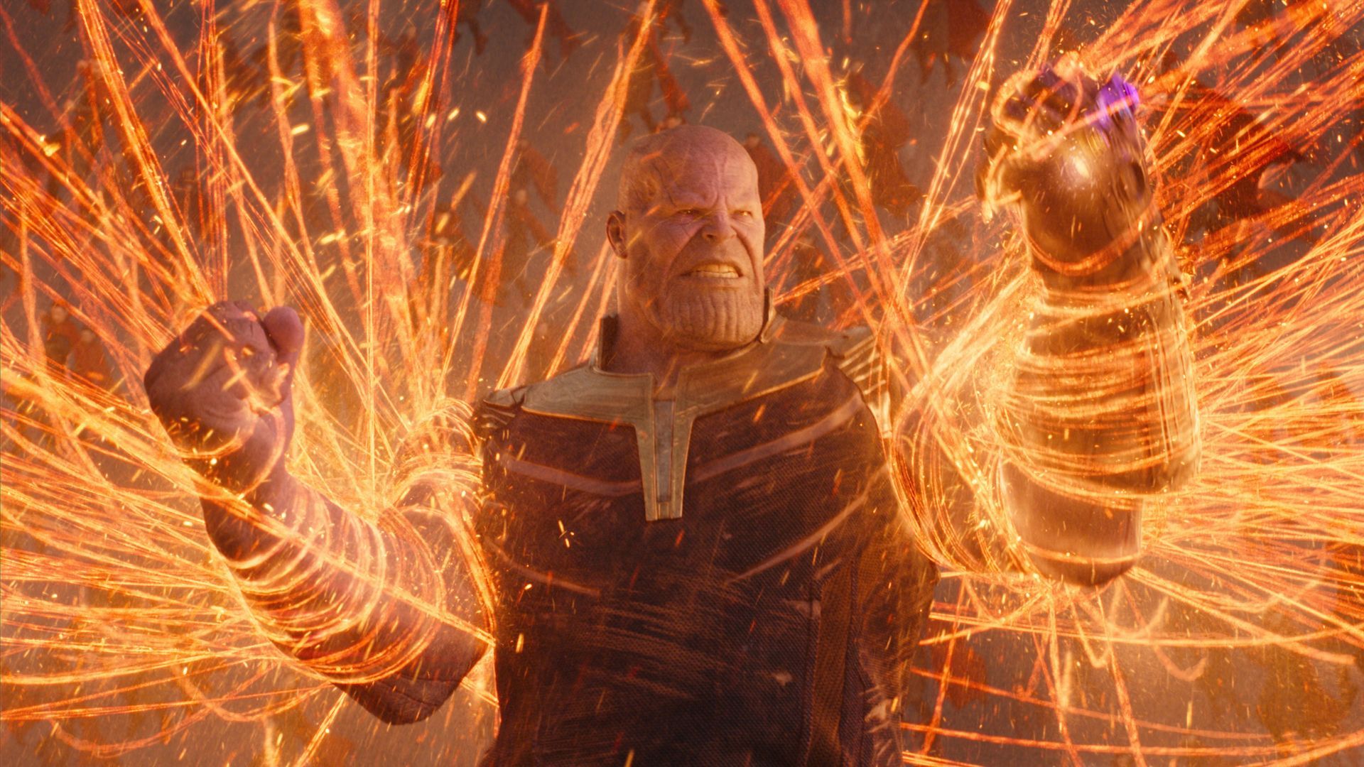 Thanos entangled in magic wires in Avengers: Infinity War