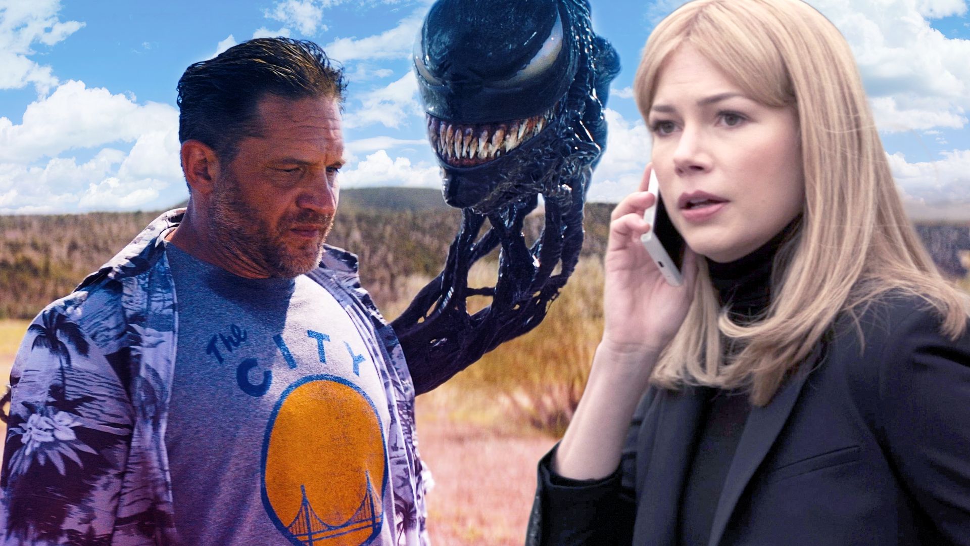 A custom image of Michelle Williams and Tom Hardy in the Venom movies