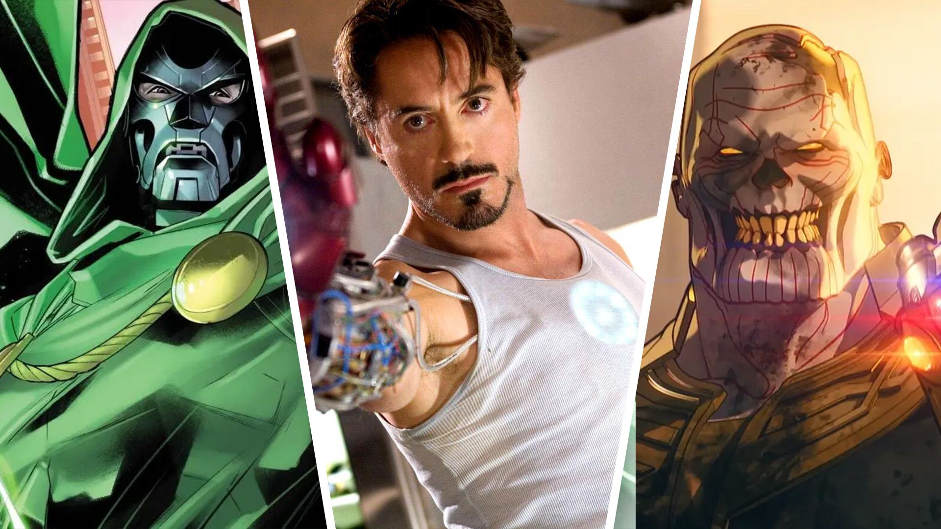 An edit of Marvels Zombies with thanos, Dr.Doom from the comics and RDJ Tony Start Iron man one