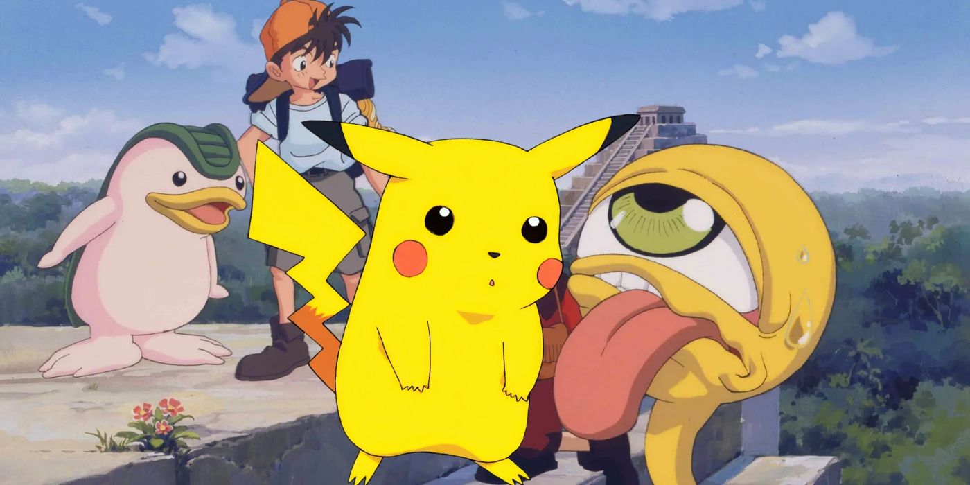 Pikachu in front of Monster Rancher collage