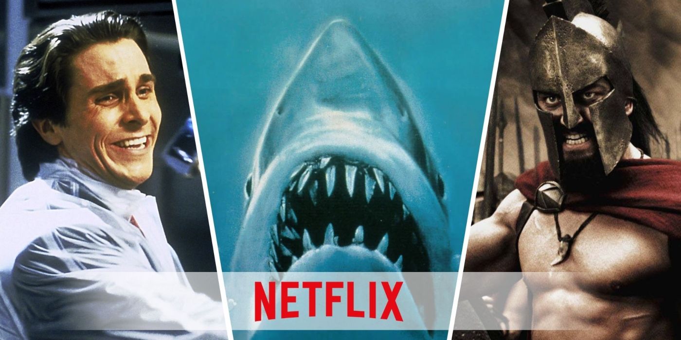 An edited image of Jaws, 300, and American Psycho