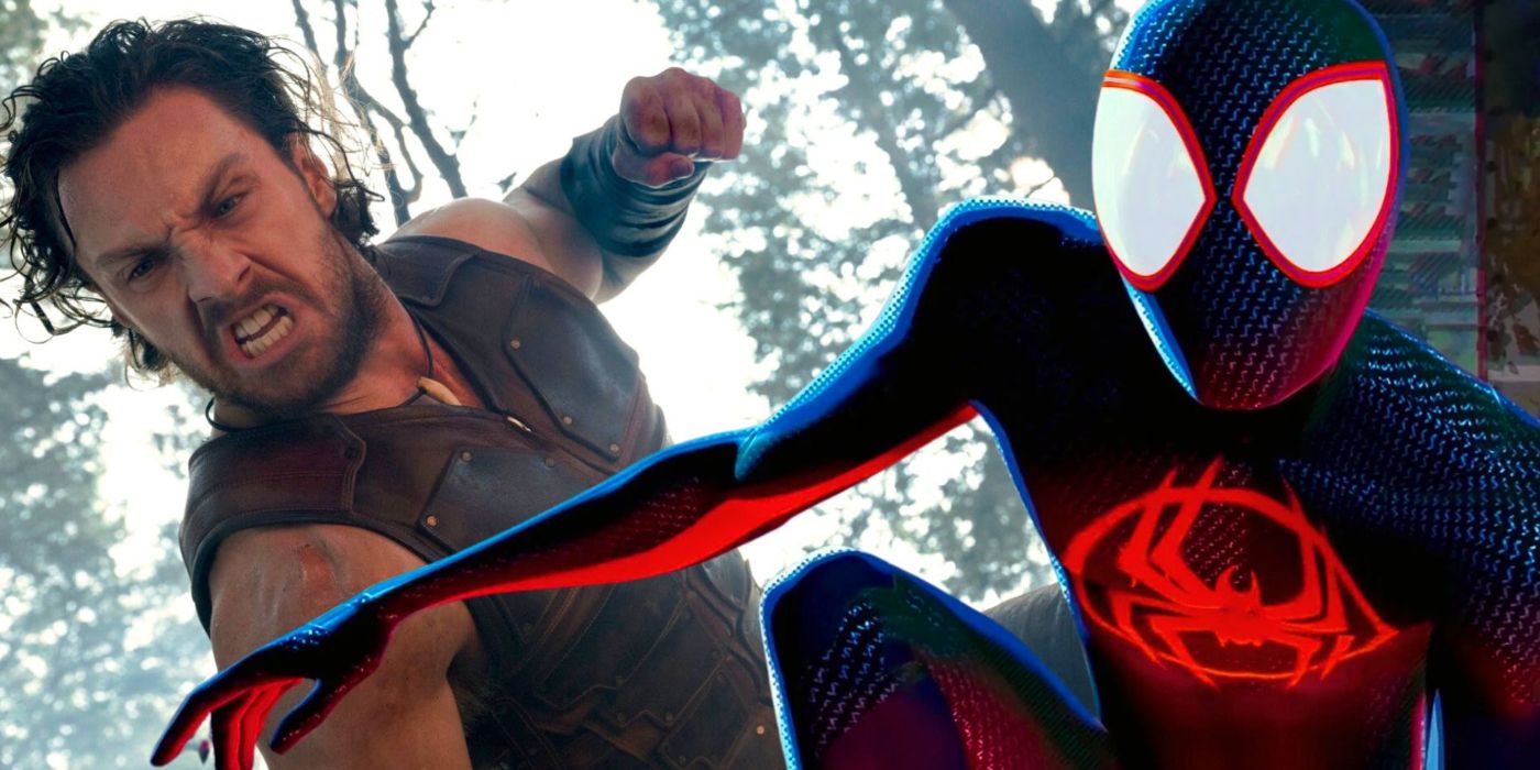 An edited image of Kraven the Hunter and Spider-Man: Across the Spider-Verse