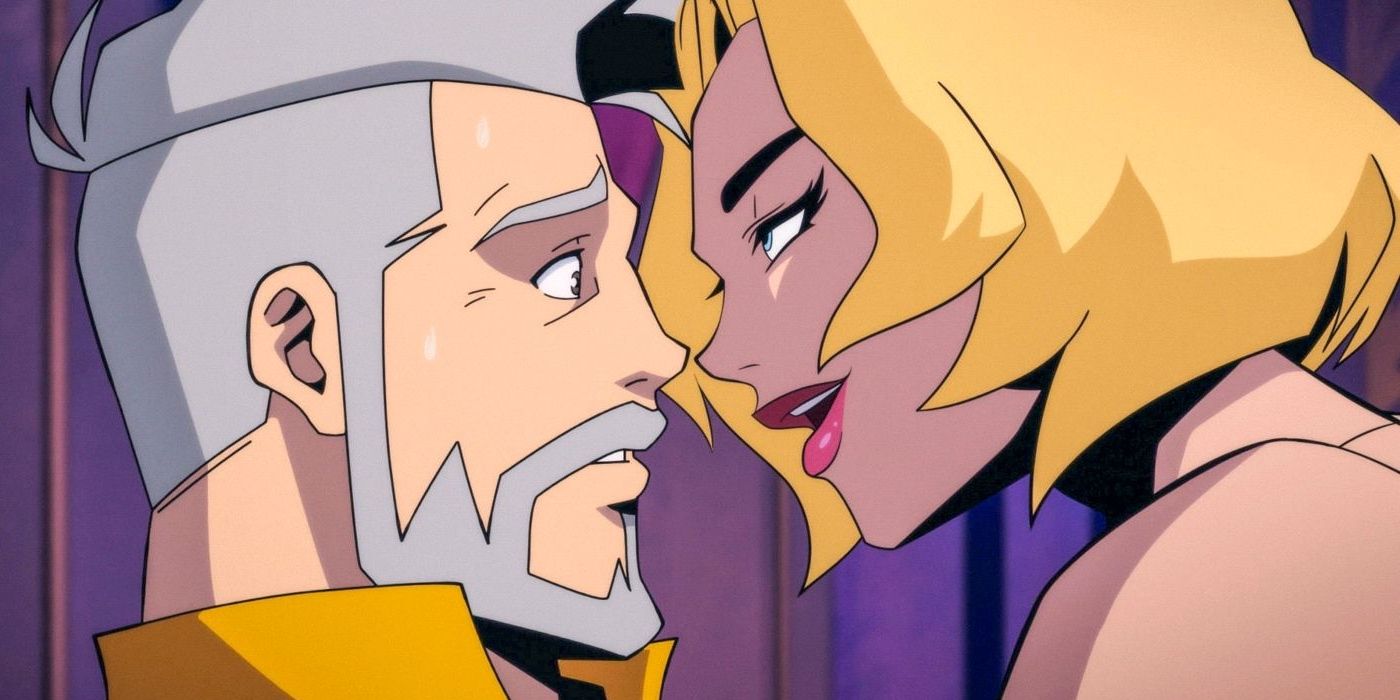 Rick Flag Sr. and Princess Ilana about to kiss in Creature Commandos (2024)