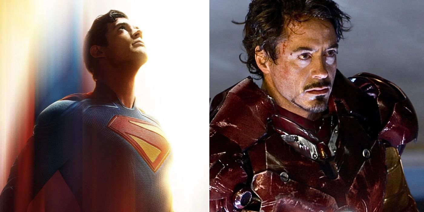 David Corenswet as Superman and Robert Downey Jr as Iron Man