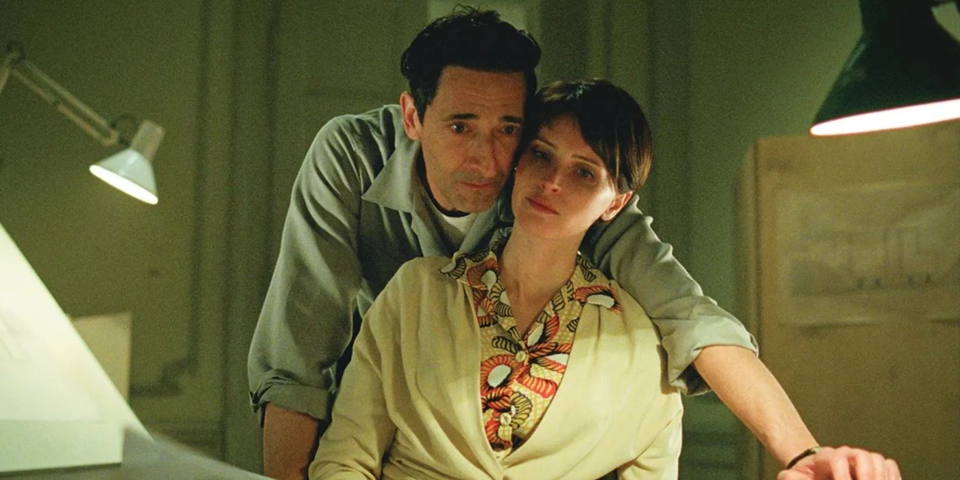 Felicity Jones and Adrien Brody in The Brutalist (2024)