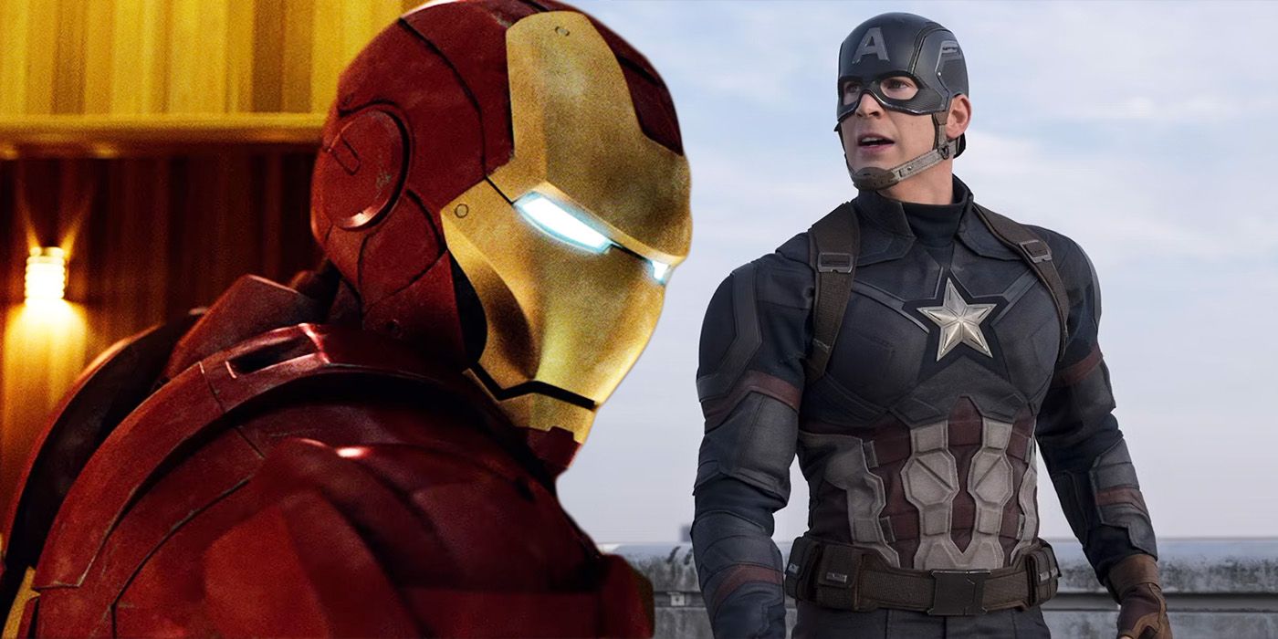 An edited image of Robert Downey Jr.'s Iron Man and Chris Evans' Captain America in the MCU