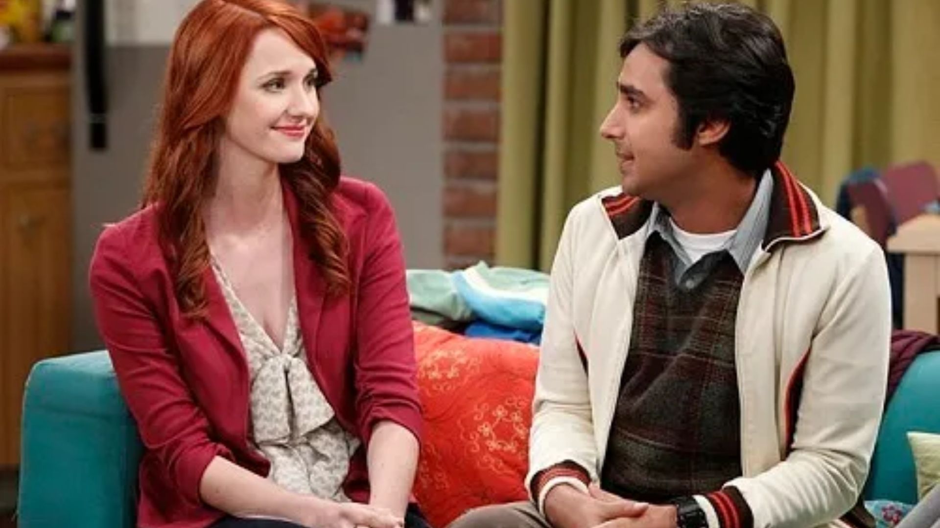 Raj and his girlfriend Emily in The Big Bang Theory