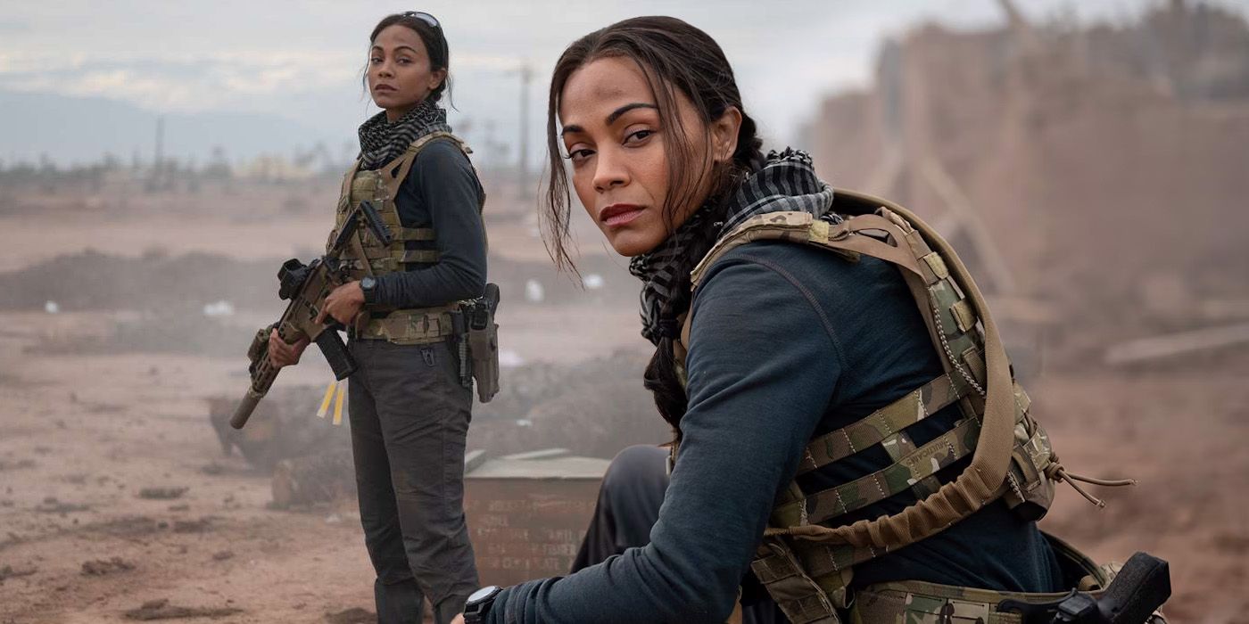 an edit of Special Ops Lioness’ Zoe Saldana playing Joe