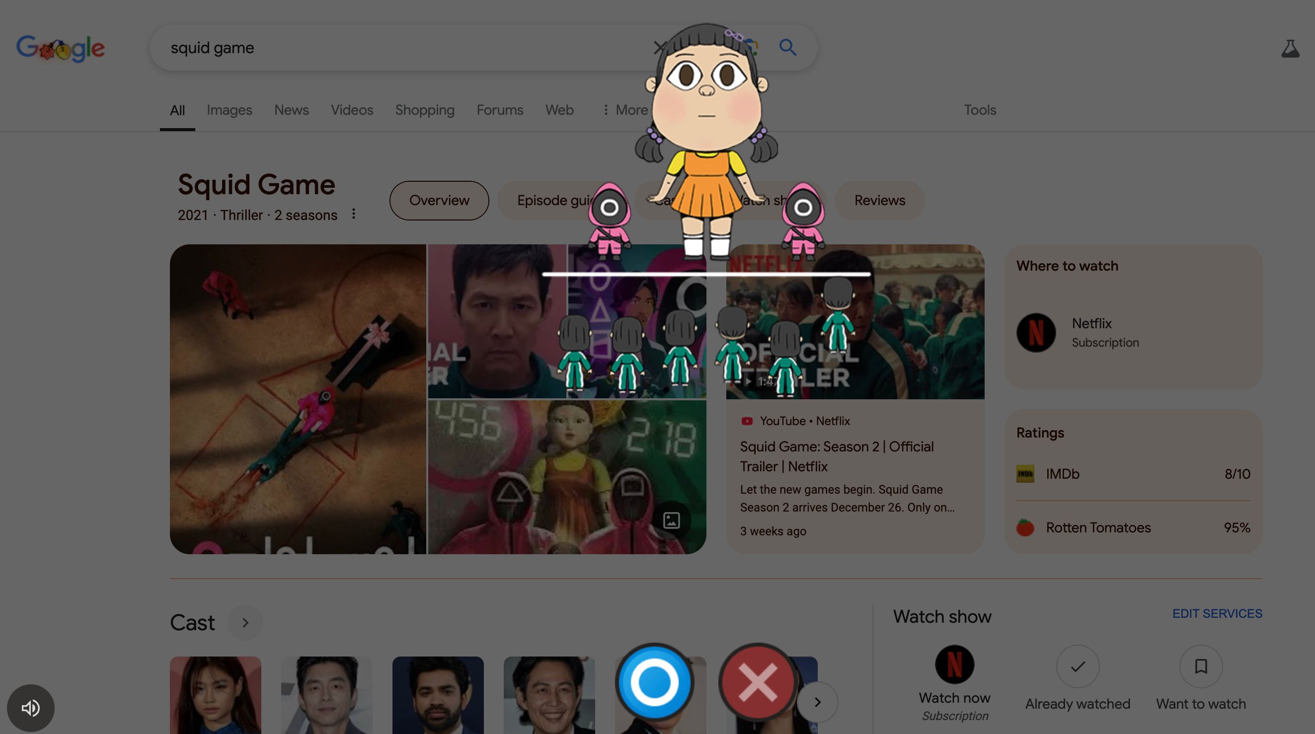 Netflix Releases a Sort of 'Squid Game' on Google