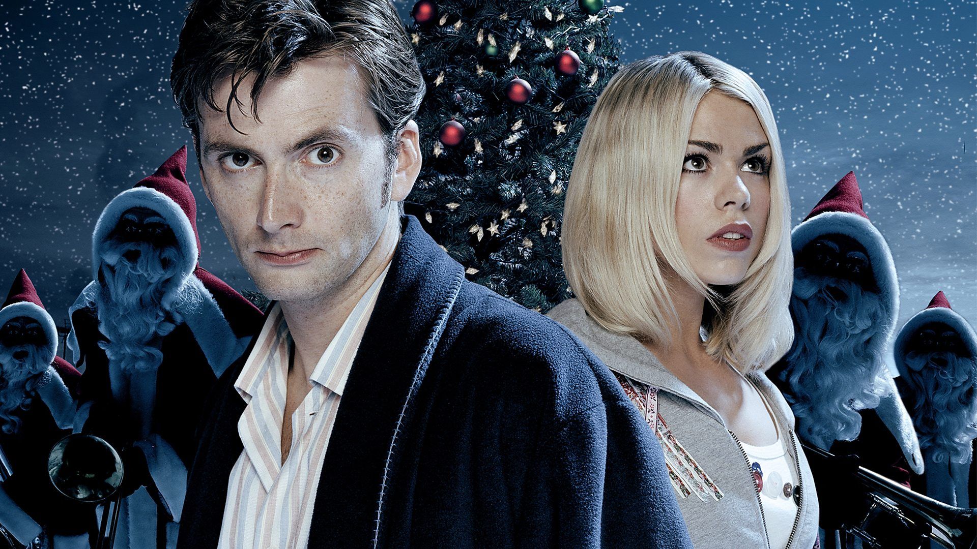 David Tennant as the Doctor and Billie Piper as Rose Tyler in sci-fi TV show Doctor Who