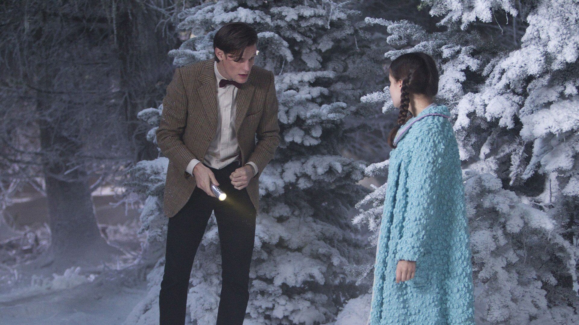 Matt Smith as the Doctor and Holly Earl as Lilly Arwell in sci-fi TV show Doctor Who