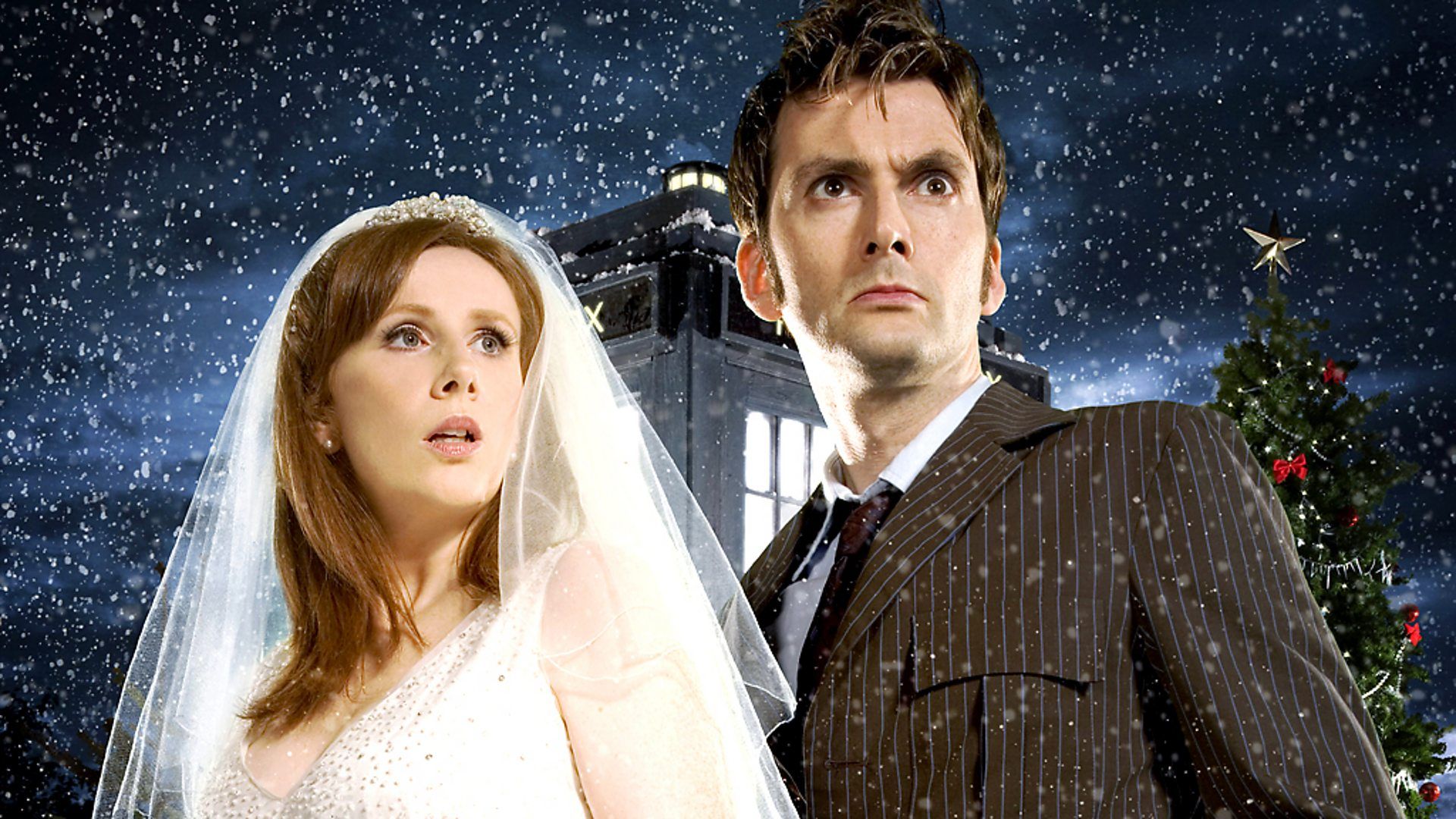 David Tennant as the Doctor and Catherine Tate as Donna in sci-fi TV series Doctor Who