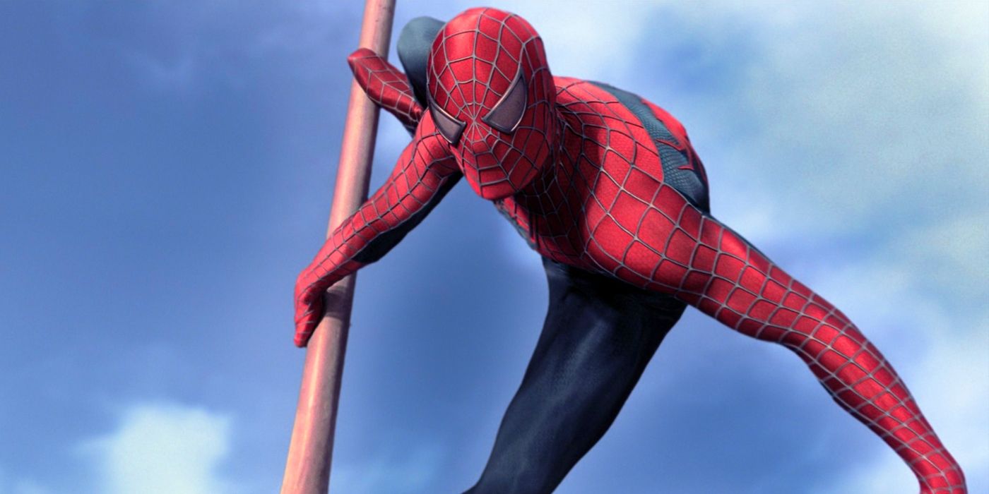 Tobey Maguire as Spider-Man on pole-2