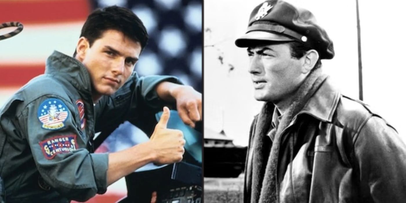 Tom Cruise in 'Top Gun' and Gregory Peck in 'Twelve O'clock High'